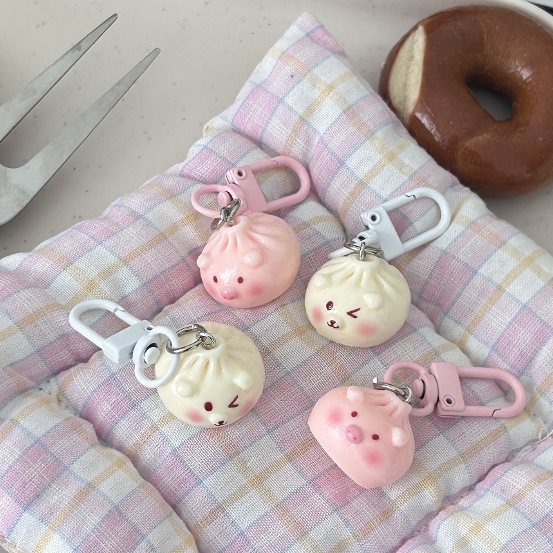 Car Accessories Bunnings - Kawaii Mini Steamed Bun Keychain for