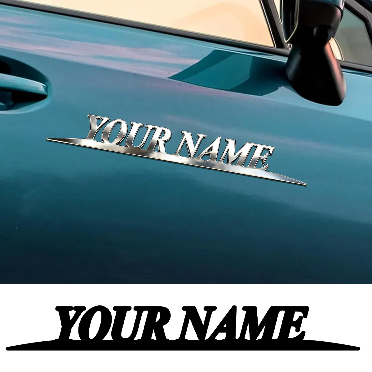 Car Accessories Name - Metal Trendy YOUR NAME Stickers Custom