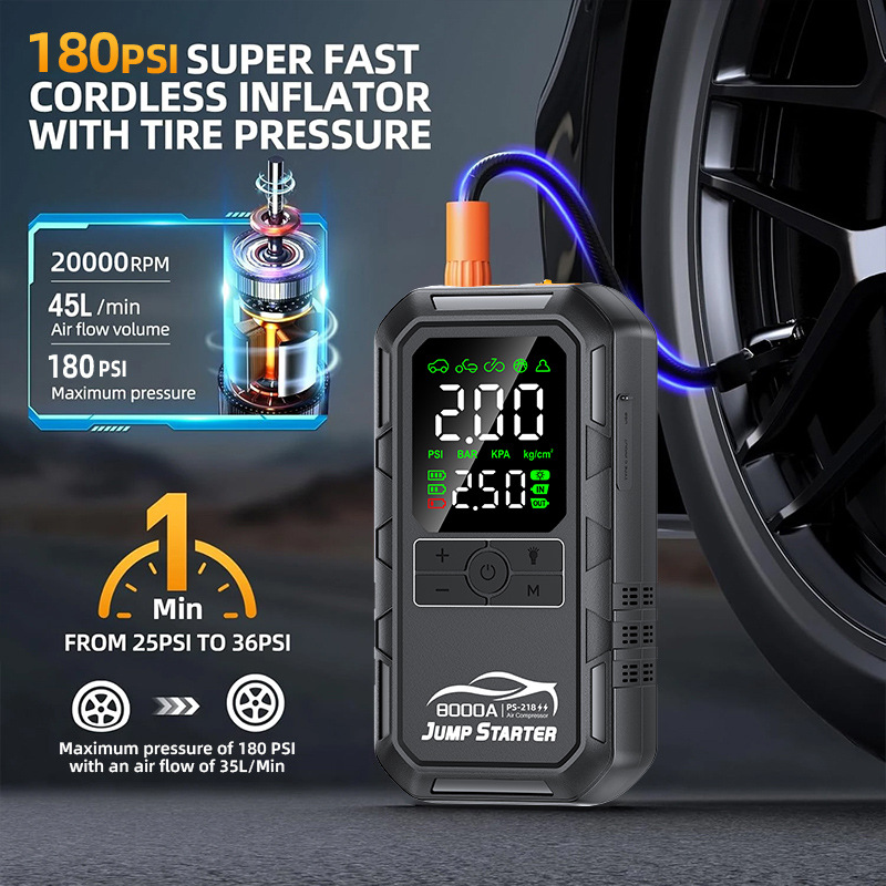 7Pcs 8000mAh Car Jump Starter  - đánh giá và giá Portable Jump Starter