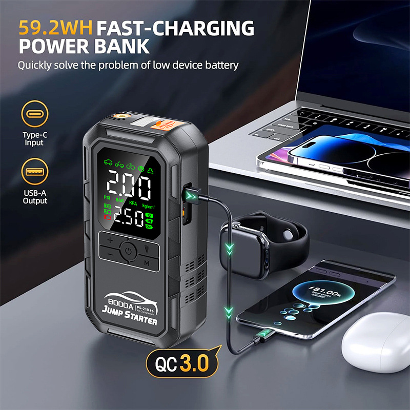 7Pcs 8000mAh Car Jump Starter  - đánh giá và giá Portable Jump Starter