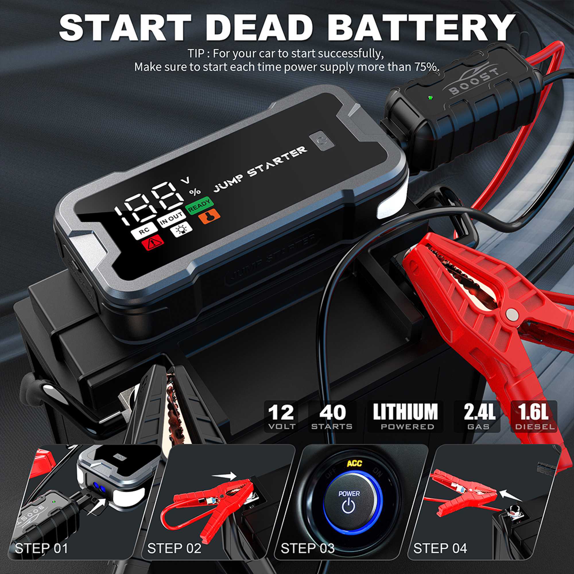 4000A Car Jump Starter ,Portab - đánh giá và giá Portable Jump Starter